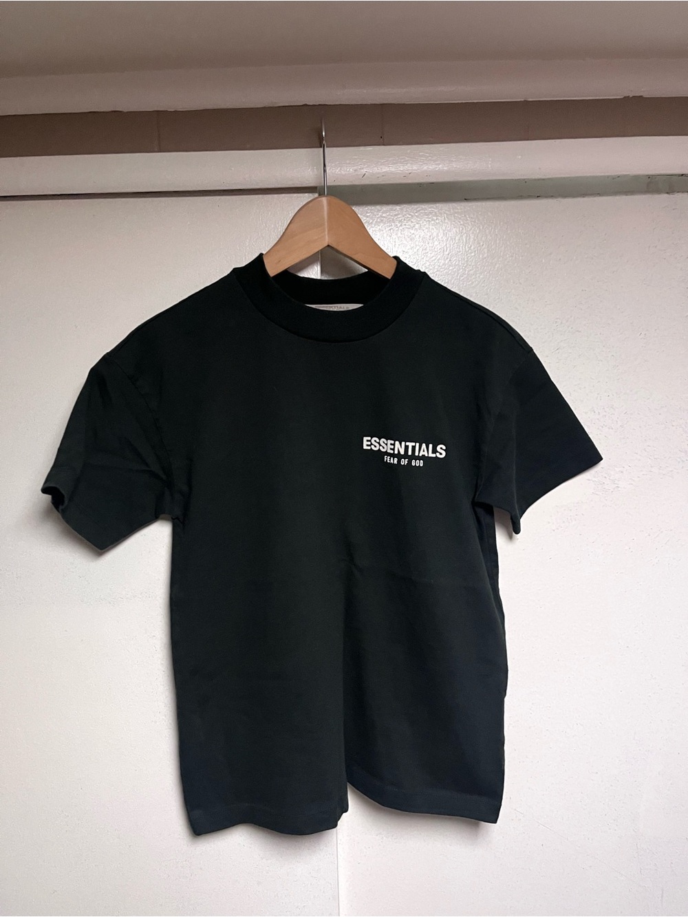 Essentials Black Tee with White Chest Logo